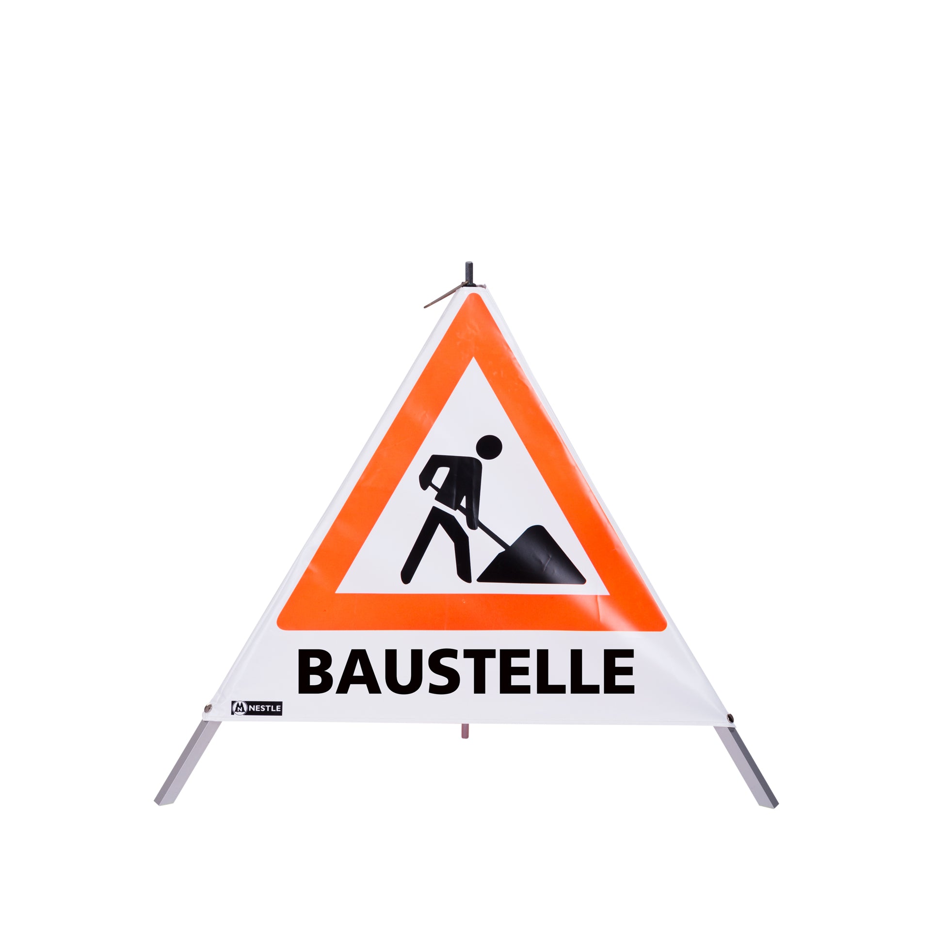 NESTLE Warnpyramide 70 cm, Schaufelmann (VZ123), weiß, mit Mittelfuß NESTLE Warnpyramide 70 cm, Schaufelmann (VZ123), weiß, mit Mittelfuß